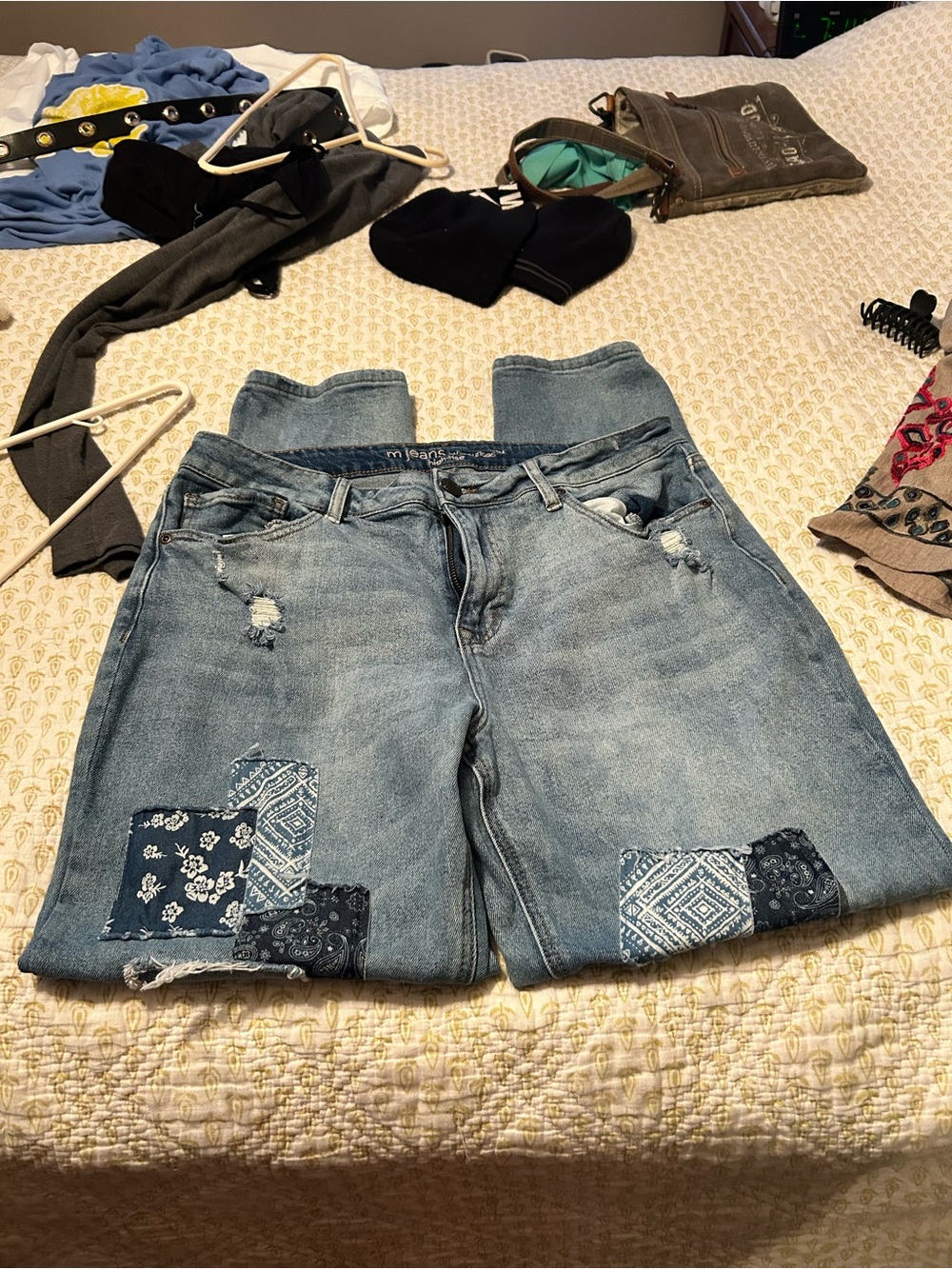 Maurices Light Blue Patchwork Boyfriend Jeans